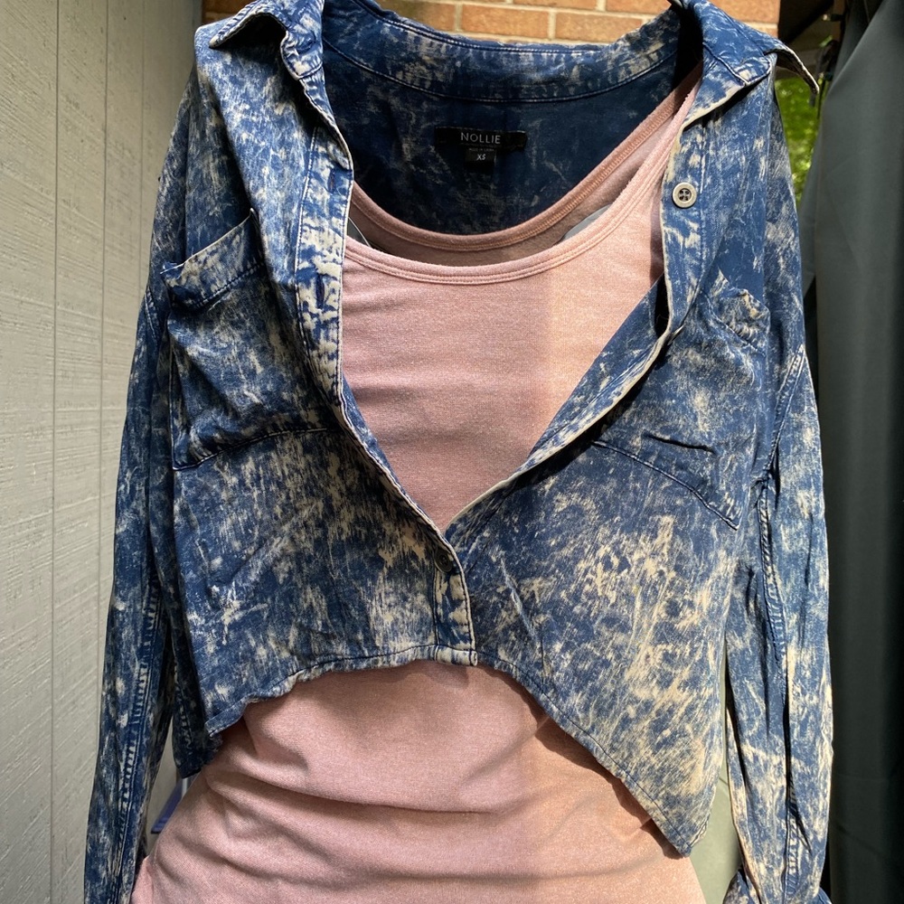 Nollie blue Jean button down shirt